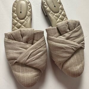 Birdies Beige Striped Mules